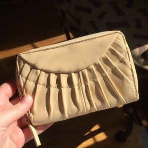 Cream Zipper Clutch/Wallet